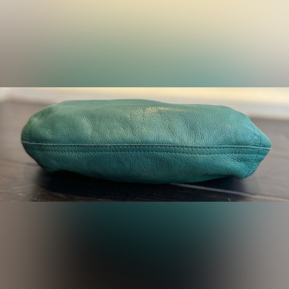 SOLD Madewell The Piazza Slouch Bag, Braided Edition; Teal Leather Shoulder Bag - Picture 5 of 9